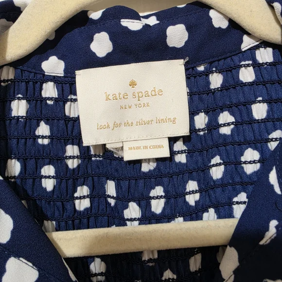 Kate Spade Navy Cloud Dot Sleeveless Shirtdress Midi Size 4/6 EUC Preppy Summer - Picture 2 of 4